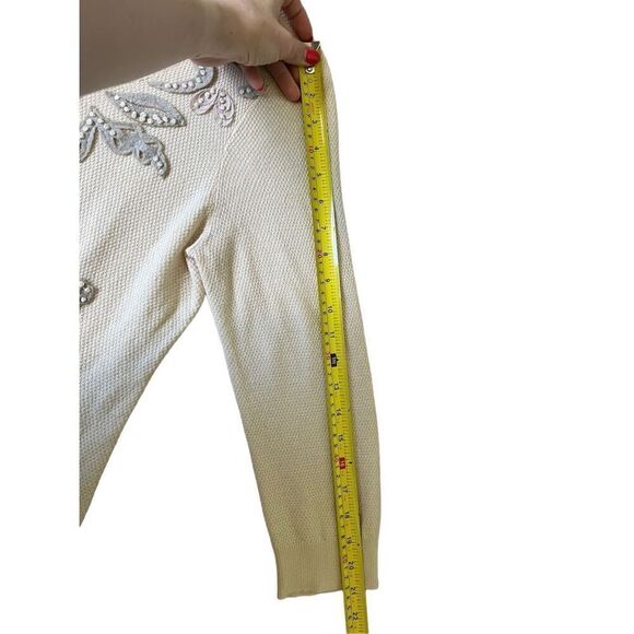 Anthropologie Knitted & Knotted Ardennes Cardigan Sweater Embellished Applique s - Picture 7 of 10